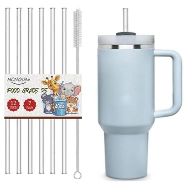 Imagem de Canudos de substituição de 6 peças para copo Stanley de 40/850.5 g, 30.5 cm canudos reutilizáveis com escova de limpeza, plástico, lavável na lava-louças