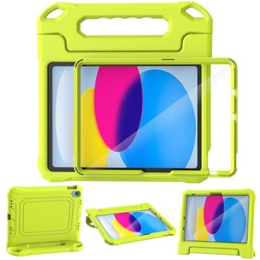 Imagem de YIHE Capa infantil para iPad (A16) 11ª geração 2025 e iPad 10ª geração 10 polegadas 2022, com protetor de tela e alça embutidos, capa protetora à prova de choque, amarelo claro