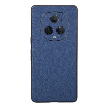 Imagem de Capas Compatível com Honor Magic 5 Ultimate,Design de grão levantado de superfície,Proteção contra queda,Anti impressão digital,Anti arranhões,Aparência de couro de imitação de plástico macio-Blue