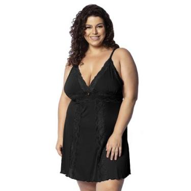 Imagem de Camisola Plus Size Sensual Rendada Lingerie Feminina Sem Bojo Moda Cas