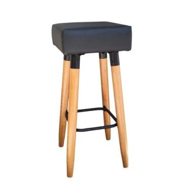 Imagem de 2 Unidades Banqueta Alta Estofada Quadrada Barcelona Industrial Pés Pa