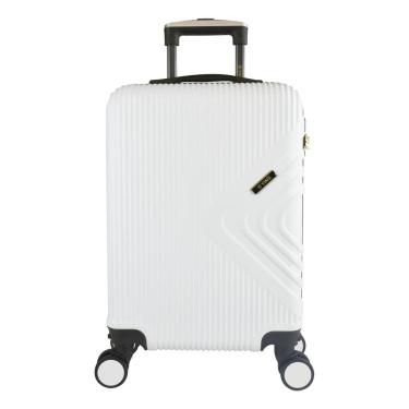 Imagem de Mala de bordo pequena para viagem ABS, cadeado integrado, rodas duplas giro 360º, branco