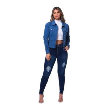 Imagem de Jaqueta Feminina Sarja com Elastano Razon Jeans Azul, M
