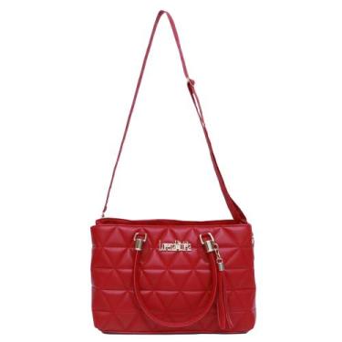 Imagem de Bolsa sacola feminina bordada alça transversal - ZBOLSA, Vermelho