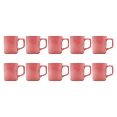 Imagem de kit 10 Xícaras Café Colors Rosa 80mL Cerâmica Mesa Posta - ECOS, Color