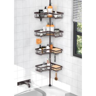 Imagem de Shower Caddy Tension Pole KEGII de 4 camadas à prova d'água