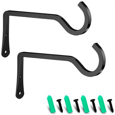 Imagem de FRENTH 2 peças de suporte de plantas para pendurar ao ar livre, ganchos de plantas de 15 cm, ganchos de plantas de metal para pendurar para flores, cestas, plantadores, alimentadores de pássaros, sinos de vento, lanternas rústicas para decoração de casa