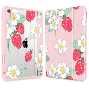 Imagem de Mektron Capa para iPad Air de 13 polegadas M3 2025 compatível com iPad Air de 13 polegadas M2 2024 com suporte para lápis, capa transparente à prova de choque + suporte de três dobras, flores de