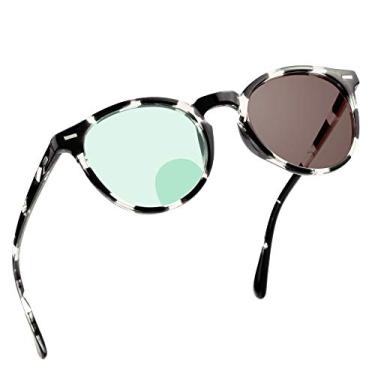 Imagem de YEIN Óculos de leitura bifocais, óculos de sol cinza fotocromático, ampliação de 0,00/+1,00 para homens/mulheres, 06-2123 preto e branco marrom, 1 Count (Pack of 1)