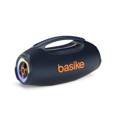 Imagem de Basike Caixa de Som Bluetooth Portátil 80W RMS (Pico 120W), TWS Estéreo, Modos EQ, Luzes RGB, IPX6 Resistente à Água, Bateria 8000mAh, para Home Theater, Festa e Uso Externo – Azul