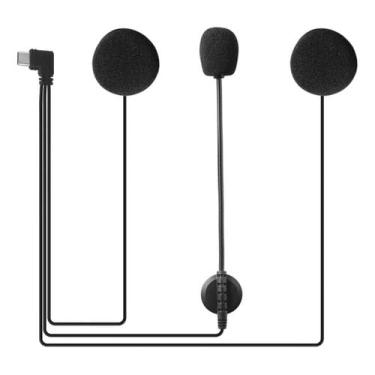 Imagem de Conjunto Microfone e Fones Tipo C para Intercomunicador de Capacete com Entrada USB C Plug and Play