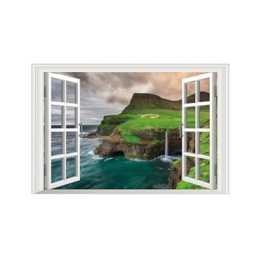 Imagem de Falsas Janelas Paisagens Impressões em Tela-Mar penhasco-Quadro Arte Moderna-Natureza Pintura Decoração Parede 20x30cm Sem Moldura