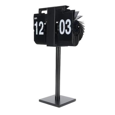 Imagem de Generic Relógio de Flip Mecânico, 304 Relógio de Mesa de Bateria Em Aço Inoxidável PVC para Sala de Estar para Sala de Estar (Base quadrada)