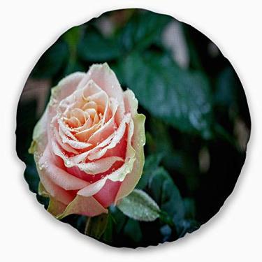 Imagem de Design de flores rosas vermelhas e alaranjadas close-up floral sala de estar, sofá, almofada de alta qualidade + capa de almofada impressa em ambos os lados 40 cm