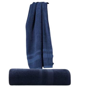 Imagem de Toalha Banho Camesa Alamo 70x140 Algodão Leve Macia Marinho