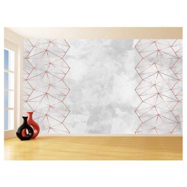 Imagem de Papel De Parede 3D Concreto Linhas Dourado Rose 3,5M Kkt229