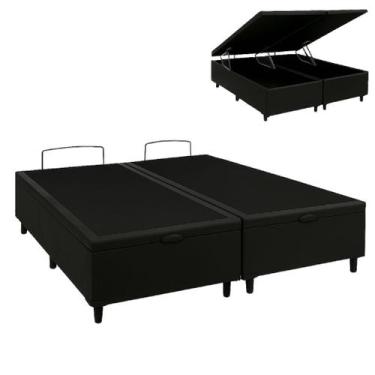 Imagem de Cama Box Baú Casal 138x188cm, Base Bipartida Reforçada, material sinté