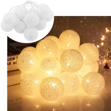 Imagem de Pisca Cordão 20 Bolinhas Leds Natal Luz Amarelo Pilha 1,80m