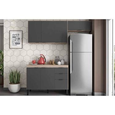 Imagem de Cozinha Completa Firenze 3 Peças (1balcão+2aéreos) C3p51 Avena-grafito - Demóbile