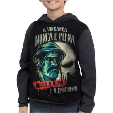 Imagem de Casaco Moletom Infantil Chaves Madruga Frase De Vingança - smoke, Pret