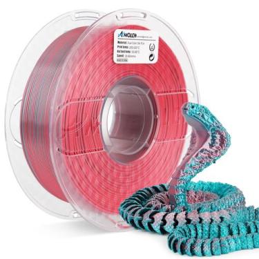 Imagem de Filamento de impressora 3D AMOLEN Silk PLA 1,75 mm azul verde e coral