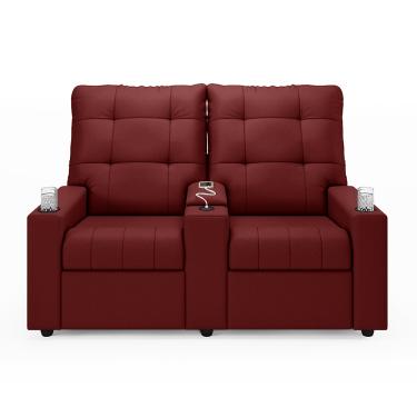 Imagem de Poltrona Reclinável Para Cinema Parma 2 Lugares Baú USB Veludo Vermelho FH1 - D'Rossi
