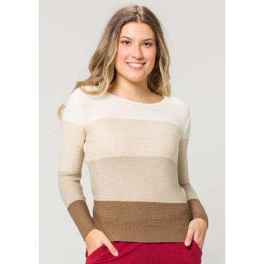 Imagem de Blusa Manga Longa Pau a Pique Modal Listrada Bege