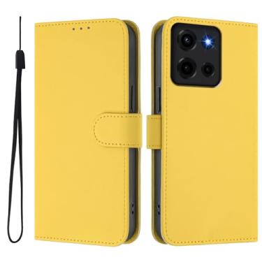Imagem de COTDINFOR Capa carteira para Motorola Moto G 5G 2025 com porta-cartões de couro Flip Folio Cover [capa interna de TPU à prova de choque] Capa protetora magnética para celular Moto G 5G 2025 Amarelo