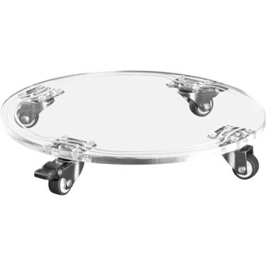 Imagem de Carrinho De Plantas Com Rodas, Bandeja De Plantas Móveis De Acrílico Resistente, Suporte Redondo Em Vasos Com Rodas Universais, Carrinho De Vasos Para Plantas Internas E Externas Jardim Dom