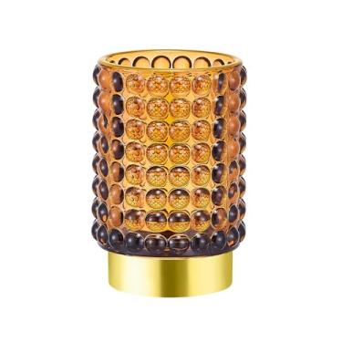 Imagem de LEICURACE Organizador de pincéis de maquiagem, porta-escova de dentes, porta-lápis de mesa, copo de pincel de vidro vintage multifuncional (A38-9-US/marrom/G)