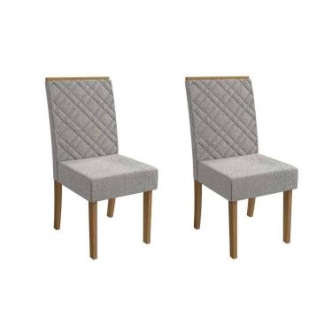 Imagem de Kit 2 Cadeiras De Cozinha Gardênia 2cad149 Madeirado 2 Un Canela-boucle Cinza - Kappesberg