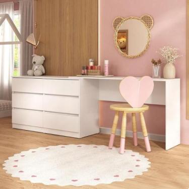 Imagem de Penteadeira Infantil 231,5cm Com 6 Gavetas Multimóveis Mp4403 Branco -
