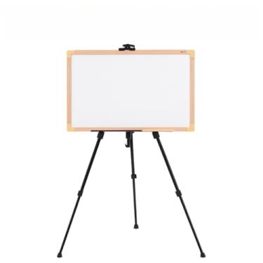 Imagem de Quadro Branco 90x60cm Uv Soft Moldura MDF Carvalho + Tripé Suporte para Lousa Branca