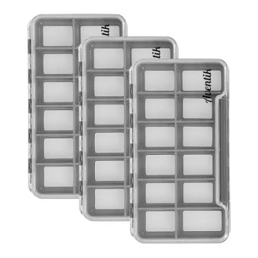 Imagem de Aventik Caixa fina à prova d'água com inserção magnética, tampa transparente, estojo de armazenamento para pesca com mosca, vários compartimentos, tamanho de bolso para moscas e anzóis 19 x 10 x 0,63