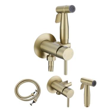 Imagem de Pulverizador de bidê de vaso sanitário de mistura quente e frio, cabeça de bidê portátil de dupla função com controle de temperatura e fluxo de água ajustável, spray de banheiro de aço inoxidável para