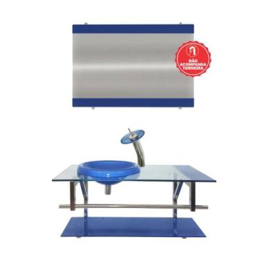 Imagem de Gabinete de Vidro 90cm para Banheiro Áustria - EKASA, Azul Escuro