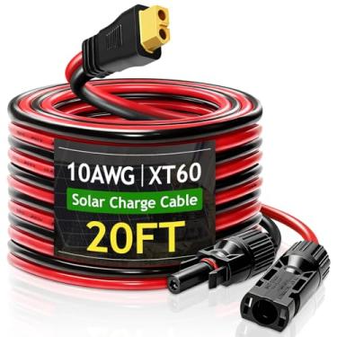 Imagem de WFPOWER Conector de painel solar para cabo conector XT60, cabo de extensão de carga solar 10AWG para XT60 (plugue fêmea) cabos para dobrar RV, estação de energia portátil, gerador solar