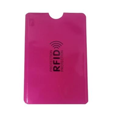 Imagem de Kit Com 6 ou 10 Unidades Capa Bloqueio RFID Protetor de Cartao Por Aproximação Escolha Sua Cor Material Metalico Contactless Anti Furto Bloqueador de Sinal NFC Proteção Contra Clonagem (6, Rosa)
