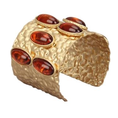 Imagem de Bjesinmo Pulseira feminina dourada com contas de prata, pulseira aberta, empilhável, com contas elásticas, boho, presentes para esposa e casal, Medium, Cobre, Sem Pedra Preciosa