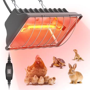 Imagem de Chtoocy Aquecedor de chocadeira de 250 W para 30 pintinhos ou patinhos, placa de aquecimento com cabo de 2,4 m e lâmpada de calor para pintinhos, patinhos com temperatura e altura ajustáveis para