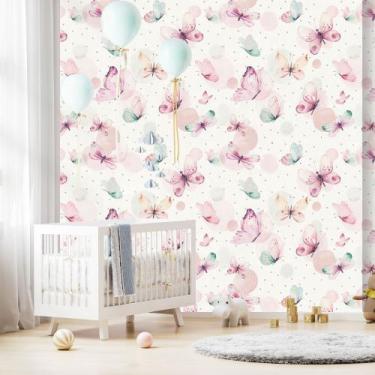 Imagem de Papel de Parede Decoração Borboletas 1 ROLO 5 METROS Adesivo Autocolan