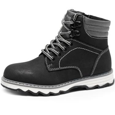Imagem de KELISI Botas de cano curto para meninos, botas de caminhada de inverno para meninos, botas com zíper, botas de caminhada, B - preto, 15