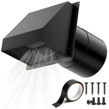 Imagem de HG Power Ventilação de parede com capuz de 15 cm com tela e amortecedor, tampa de ventilação de parede externa, ventilação de exaustão de aço galvanizado, tampa de ventilação de secador para exaustor