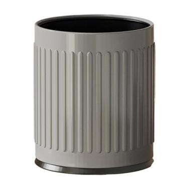 Imagem de Lixeira redonda moderna, lixeira de metal aberta, lata de lixo doméstica de 10/14L com balde de forro para sala de estar, quarto, escritório, banheiro, lixeira