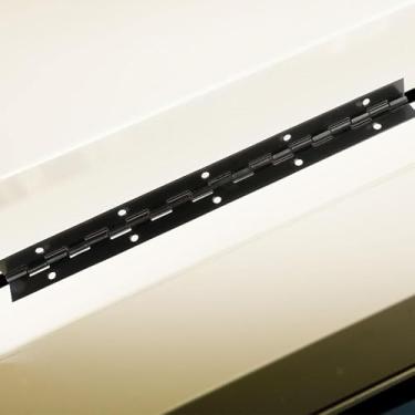 Imagem de Dobradiça de porta preta longa, dobradiças contínuas e de piano, dobradiça contínua de metal resistente para caixa de correio, ferramenta de móveis de madeira, caixas de armazenamento, portas de