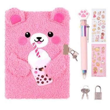 Imagem de Diário de pelúcia Print Barbee Bear Diary com cadeado para menina de 6