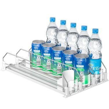 Imagem de Organizador de bebidas KUUKIKV 2024 para geladeira com 3 fileiras bran