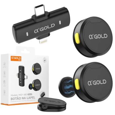 Imagem de Microfone de Lapela Sem Fio Bluetooth Kit 2 Microfonones Abafamento de Ruído Até 10 Horas Tempo de Trabalho Compatível com Camera, iPhone, Android, PC - Conexão Android e USB-C - Linha AGold Premium