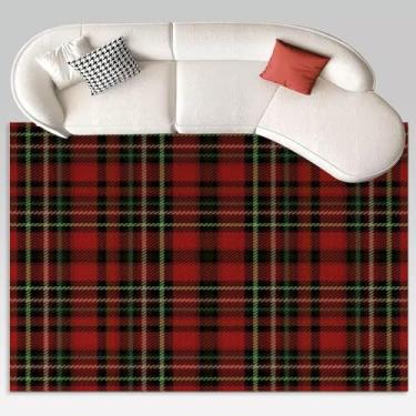 Imagem de Tapete de Natal Ano Novo Tartã e Xadrez Tecido Escocês Abstrato Tapete Britânico 12 x 18 cm para Sala de Estar Quarto Estética Sala de Jantar Lavável à Máquina Tapetes Tapete Interior Antiderrapante