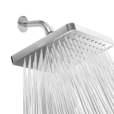 Imagem de QISHENG - Chuveiro de chuva de alta pressão - Qualidade premium quadrada de 15 cm, design luxuoso, bicos de silicone antientupimento e ângulos ajustáveis. (prata)